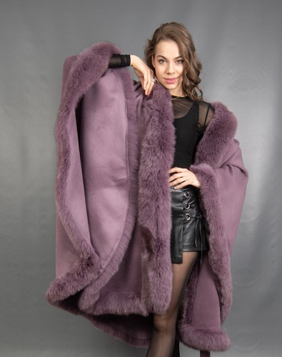 6367 NEU GLAMOURÖS WOLLE KASCHMIR SWINGER CAPE BLAU FUCHS WUNDERSCHÖN GR. 3XL-6XL - Bild 10 von 16