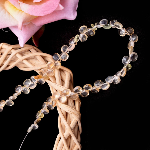 Natural Citrine Beads 4x4 MM Heart Shape Faceted Gemstone Briolettes 8" Strand - Picture 5 of 6