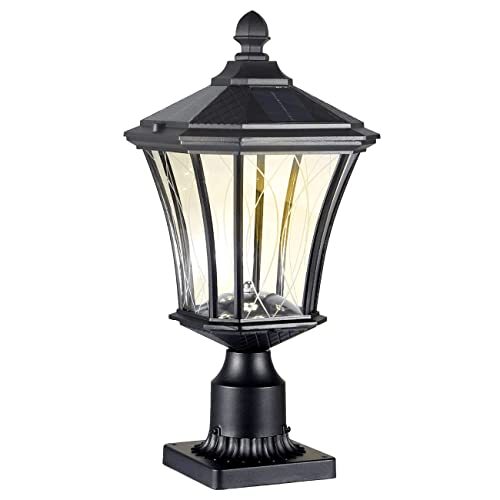Solar Lamp Post Light Dusk To Dawn For Outdoor With Pier Mount Base Waterproof E