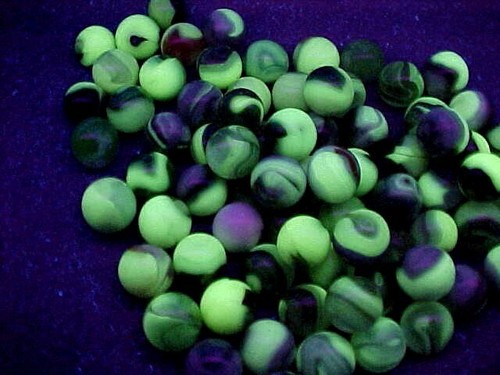 50 MIXED JABO UV REACTIVE GLASS MARBLES . $29.99