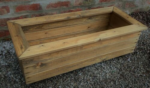 Large Wooden Garden Planter Flower Plant Pot Wood Trough Assembled Handmade - Picture 2 of 6
