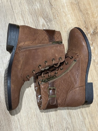 NEW Marc Fisher Brown Leather Andreya Combat Boot Size 7.5 - Picture 6 of 8