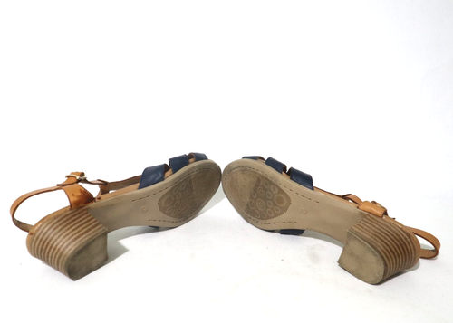 Made In Turkey Diana Ferrari Size 9 Womens Multi Leather Block Heel Sandals - Picture 6 of 6