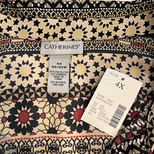 NWT Catherines Geometric Southwestern Short Sleeve Button Front Shirt Size 4X - Picture 6 of 7