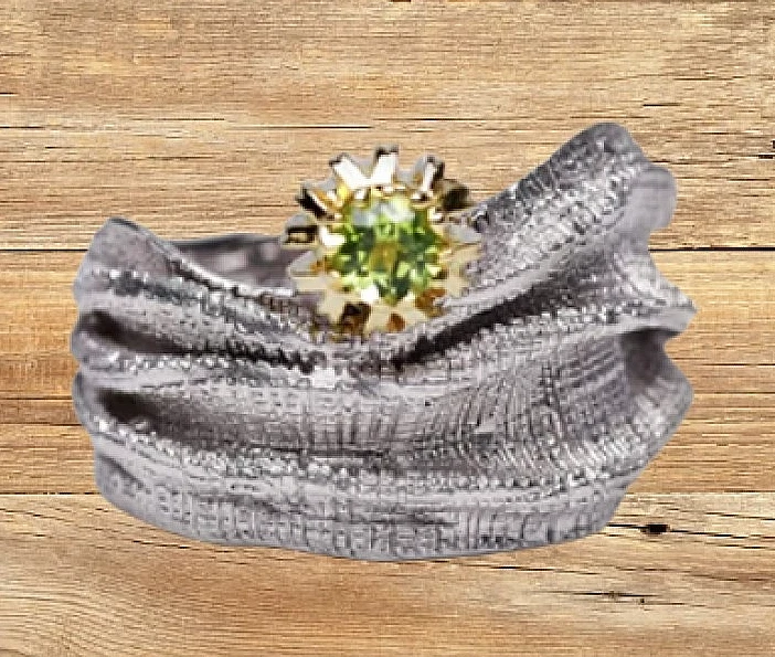 Anillo alemán Kabirski plata 925 bendición peridoto talla 7,5/8 chapado en oro rodio Foto 2 de 4