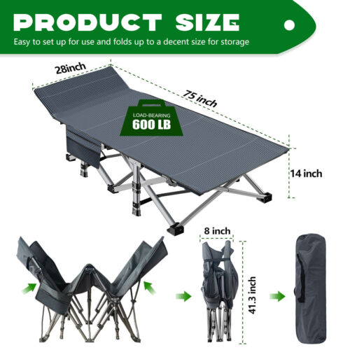 Cuna plegable para adultos cama de invitados cunas portátiles de alta resistencia camping con tapete - Imagen 22 de 48