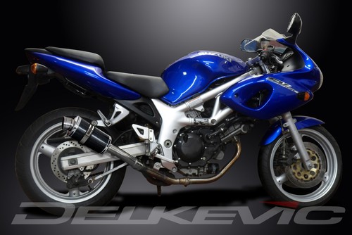 Kit silenciador de escape de carbono ovalado 9" Suzuki SV650 1998-2002 Delkevic sin cordones - Imagen 4 de 5