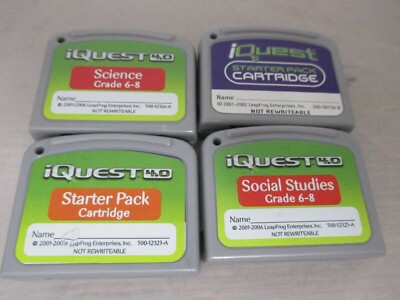 Leap Frog IQuest 4.0 Cartridges Science Social Studies (Lot of 4) Starter pack