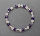 AMETHYST+BERGKRISTALL+ROSENQUARZ Edelstein-Kugel-Armband- 6 mm/19 cm-NEU-A