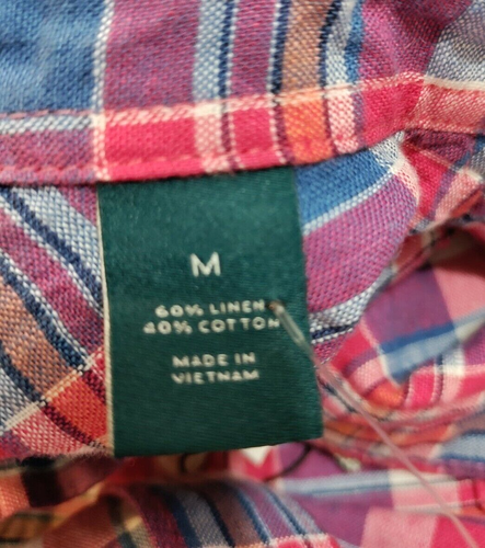 Perry Ellis Men's Small Multicolor Plaid Linen Blend Short Slv Button Shirt NWT - Picture 9 of 9