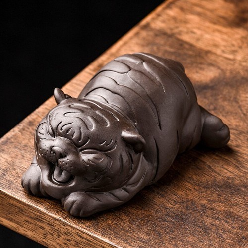 Chinese Purple Clay Tea Pet Lucky Cute Tiger Handmade Crafts Home Zisha Tea Set - Picture 3 of 12