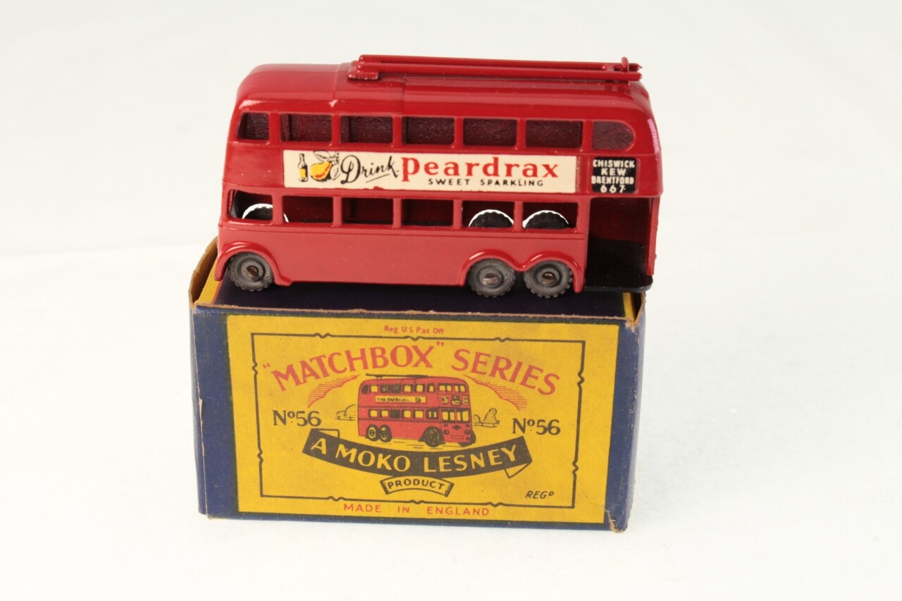 Matchbox 56a - Londres Trolley Bus bebida peardrax-Rojo Negro (MW) - a + B Matchbox 56a - Londres Trolley Bus bebida peardrax-Rojo Negro (MW) - a + B