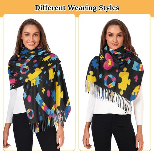 Autism awareness Women's Scarf Shawl Cashmere Feel Scarves Fashion Soft Winte... - Bild 4 von 7
