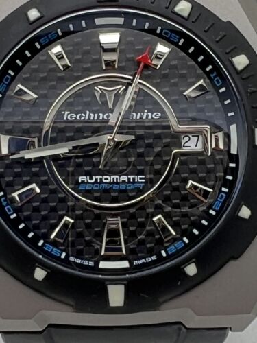 TechnoMarine 508002 RoyalMarine P1 Auto Titanium Black Rubber Watch Runs D5 - Picture 4 of 18