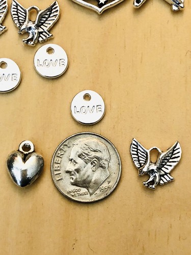 US Military Charm Pack 70~Air Force-Army-Navy~Marine~Coast Guard~Flag~Hearts - Picture 9 of 12