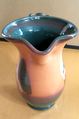 Art Studio Pottery Brown Green Decorative Ceramic Signed Serving Pitcher Jug 9" - Picture 6 of 9
