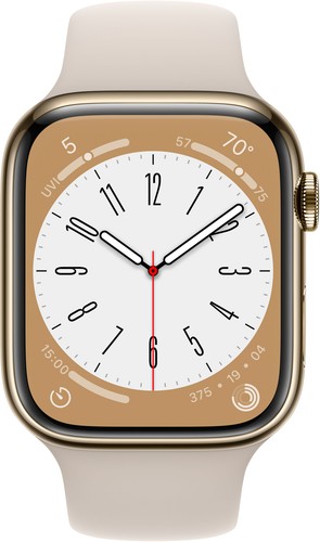 Apple Watch Gen 8 Série 8 Cellules 41mm Acier Inoxydable Doré - Bracelet Sport Starlight - Photo 2 sur 2