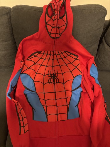 Marvel Spiderman Zip-Up Hoodie Sweatshirt Red Blue Size Medium