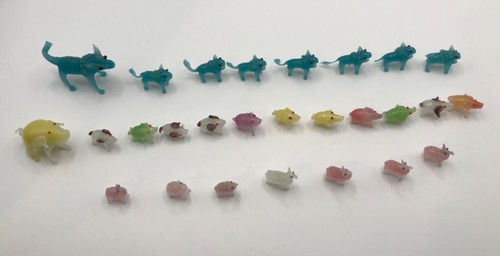 Mundgeblasenes Glas Handarbeit mehrfarbig Miniatur Kamele, Vielfraße und Schweine - Bild 2 von 15