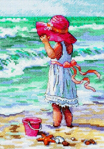 DIMENSIONS Gold Collection Petites GIRL AT THE BEACH Counted Cross Stitch  🇺🇸 - Imagen 1 de 3