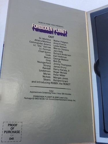 1983 Forbidden Planet Orig 1st Release VHS Tape Horror SciFi Robot Monster Movie - Picture 3 of 10