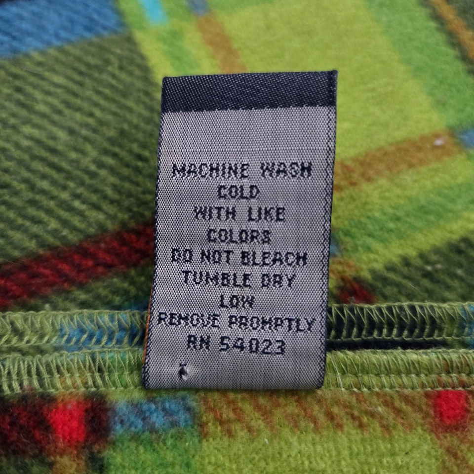 Gap Vintage Y2K Scarf 100% Polyester Green Blue Multicolor Plaid 12x65 - Image 4 of 4