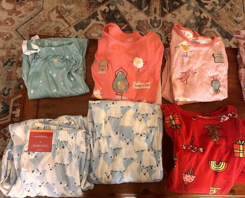 Lot Of 4-pair LS Pj’s Plus 2-pair Pj Pants Girls size 10 - Picture 1 of 9
