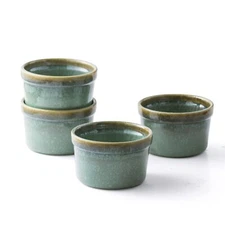 Set of 4 Ramekins 8 oz for Creme Brulee, Souffle Dishes, Ceramic Baking Bowls