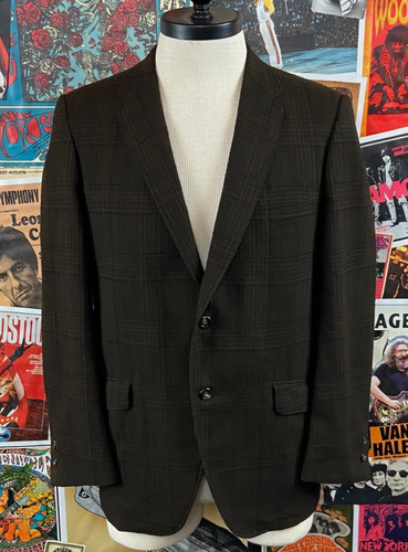 Vintage Herren 70er braun kariert einreihig Wolle Sport Mantel Blazer 40" Union USA - Bild 1 von 10