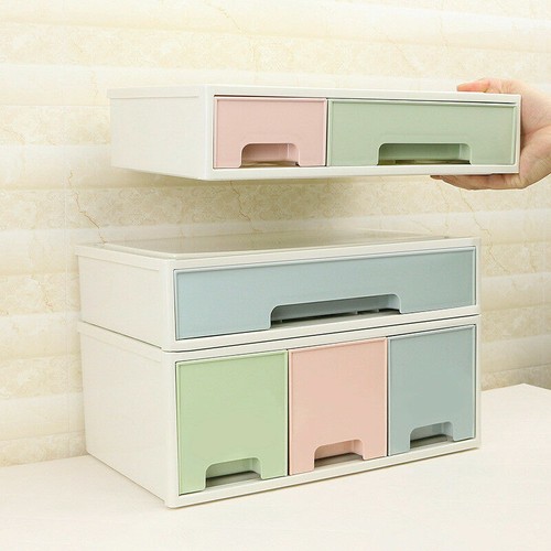 Desktop Drawer Finishing Storage Box Toiletry Cosmetics Organizer Holder Macaron - Picture 5 of 13