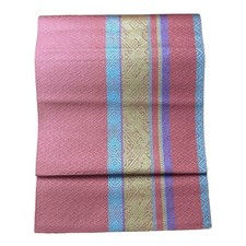 Japanese Kimono Silk Casual HAKATA NAGOYA OBI Sash Belt Good Condition Pink
