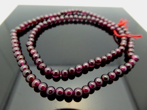 Natural Red Garnet Smooth 3.5mm Round Genuine Gemstone Beads 14.5" Std. Bargain - Picture 2 of 10