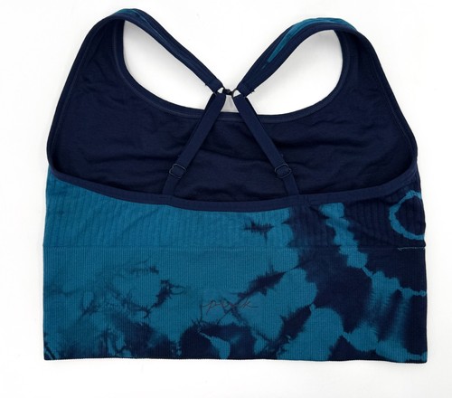 PINK Victorias Secret Sports Bra Womens Blue Tie Dye Active Workout - Picture 2 of 7