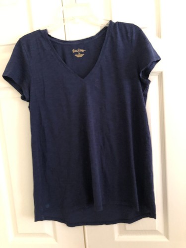 Lilly Pulitzer Size M Navy Blue T Shirt Blouse Top Women 100% Pima Cotton Modern - Picture 10 of 12