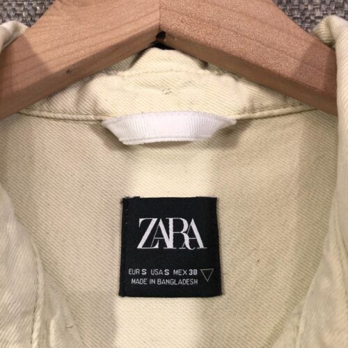 Zara Men's Shirt S Long Sleeve Denim Regular Fit Ivory Small - Picture 2 of 7