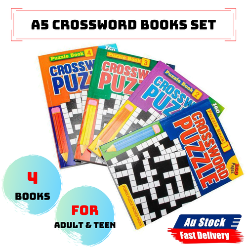 A5 Crossword Puzzle 4x Book Adults Kids Mind Activity Travel (140 Puzzles/Book) - Picture 2 of 8