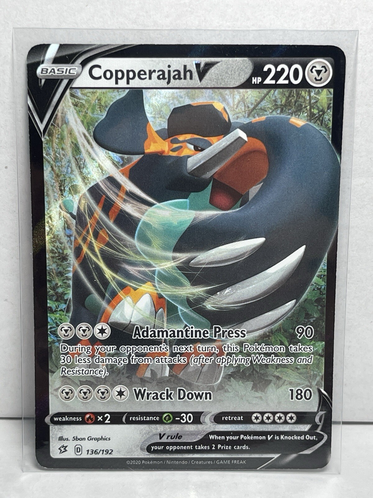 Copperajah V 136/192 Pokemon Swsh02: Rebel Clash Ultra Rare Holo