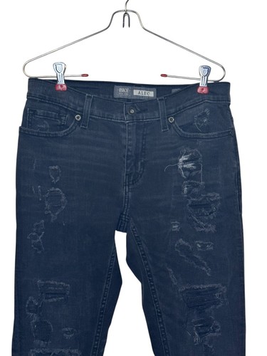 BKE Damen Jeans Alec Straight Leg Stretch Distressed Dark Wash Denim Schwarz 28 - Bild 4 von 10