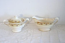 CROWN POTTERIES CRP117 30057 Sugar Bowl w/Lid & Gravy Sauce Boat