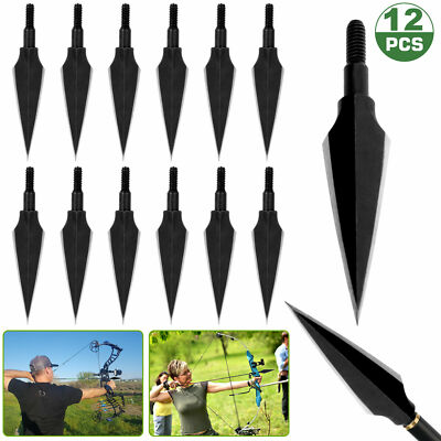 12Pcs 150Grain Traditional Broadhead Archery Arrow Screw Point Tips for Compound
