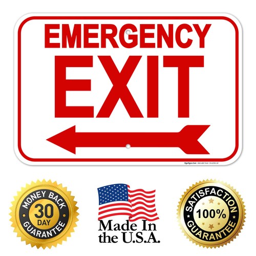 Emergency Exit With Left Arrow Sign, - Picture 27 of 85
