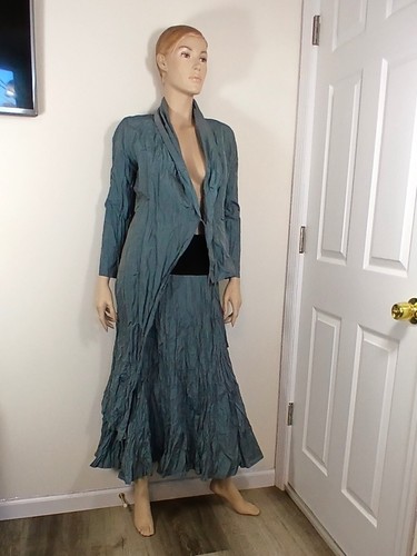 IVAN GRUNDAHL Metallic Bluish Gray Party Skirt Blazer Set Size 36 - Picture 4 of 14