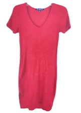 One Clothing Womens Bodycon Dress Salmon Ribbed Hi Low Stretch Sz Small A30