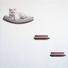 Cat Shelves   Cat Beds  Furniture with 3pcs: Curved Cat Perch and 2 Pine