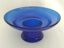 Vintage 6" Cobalt Blue Votive / Tea Light / Pillar Candle Holder on a Pedestal