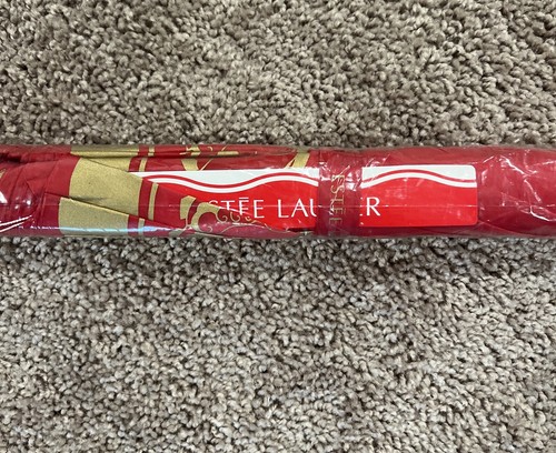 New In Plastic Wrap With Tag Estée Lauder Large Red and Gold Graphic Umbrella - Picture 3 of 8