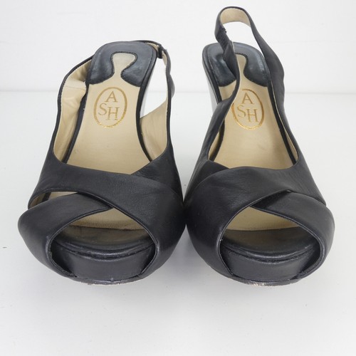 Ash Wedge Sandals Black Strappy Slingback Shoes Wooden Effect Heels EU 35 UK 2.5 - Picture 11 of 19