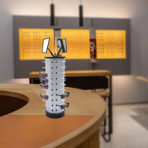 Sunglass Display Rack Rotating Metal 40 Pairs Glasses Stand Holder W/ Mirror - Picture 17 of 19