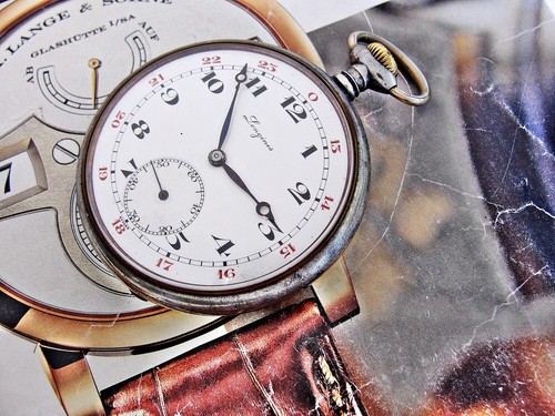 Beautiful porcelain dial iron case Longines pocket watch from the early 1900s. - Picture 16 of 21