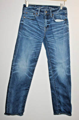 American Eagle Original Straight Denim Blue Jeans 28x30'' Airflex+ Faded 9'' Rise